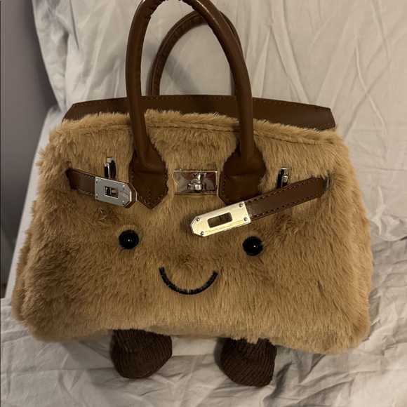 Jellycat Brown and Tan Plush birkin viral tiktok purse - Picture 6 of 6